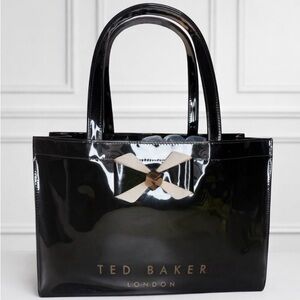 Ted Baker London Black East West Icon Tote with Cream Logo Bow Accent